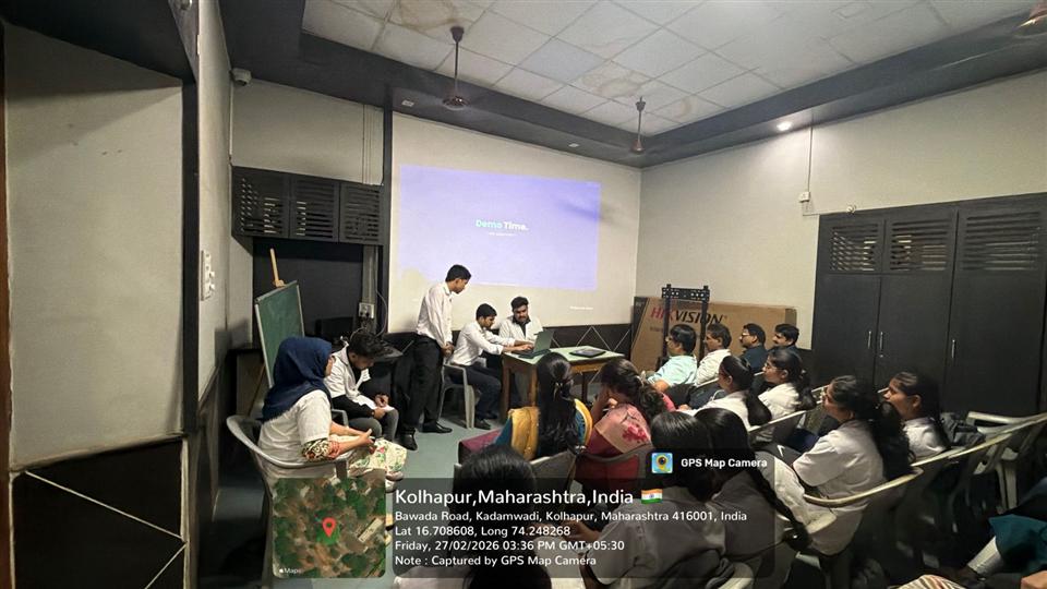 Founders presenting a demo at JPES College